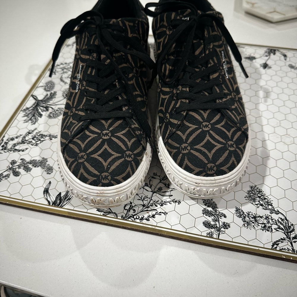 Michael Kors Patterned Black and Brown Sneakers